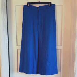 Maeve Colette Cropped Wide Leg Pants in Blue~